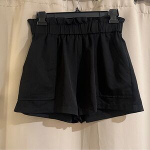 Women’s Black Paperbag Waist Shorts
